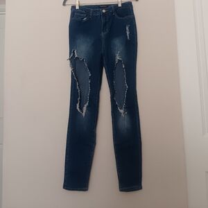 Dark Blue Distressed Women’s Jeans